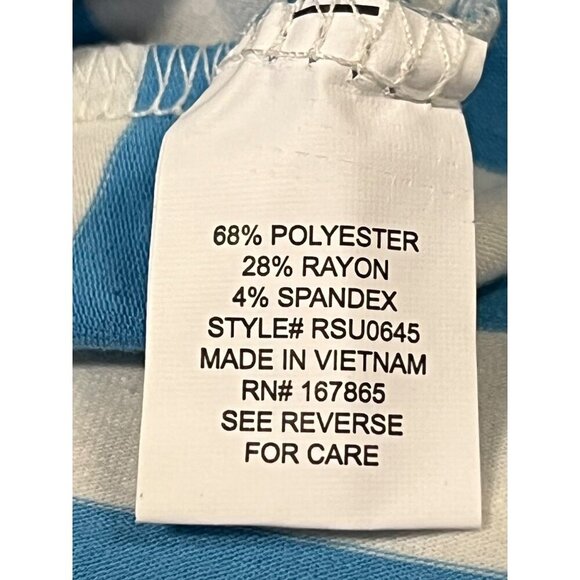 NY Collection Blue White Stripe Ruffle Sleeve Top Extra Large XL Round Neck New - Picture 7 of 8